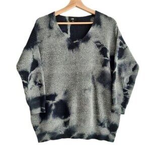LINE 100% Cotton Tie-dye Knit Sweater Grey & Navy Sz S